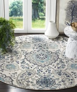 FAS Floral Cream/ Light Grey/Gray Area Rugs
