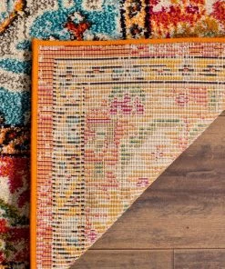 FAS All Area Rugs And Runners Distressed Orange Light Blue Soft Area Rug