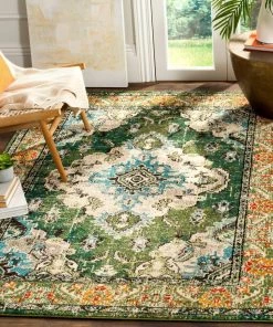 FAS Distressed Forest Green Light Blue Soft Area Rug All Area Rugs And Runners