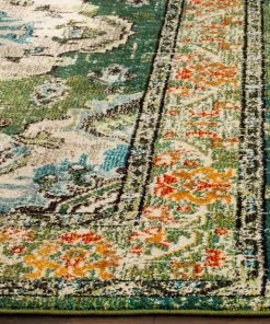 FAS Distressed Forest Green Light Blue Soft Area Rug All Area Rugs And Runners