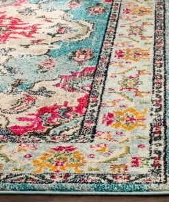 FAS All Area Rugs And Runners Distressed Light Blue Fuchsia Soft Area Rug
