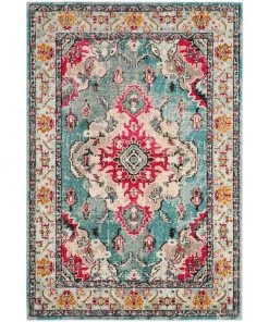FAS All Area Rugs And Runners Distressed Light Blue Fuchsia Soft Area Rug