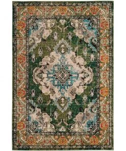 FAS Distressed Forest Green Light Blue Soft Area Rug All Area Rugs And Runners