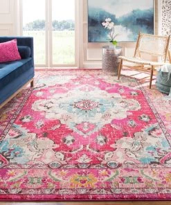 FAS All Area Rugs And Runners Distressed Pink Multi Blue Soft Area Rug