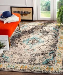 FAS All Area Rugs And Runners Distressed Grey Light Blue Soft Area Rug