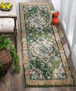 FAS Distressed Forest Green Light Blue Soft Area Rug All Area Rugs And Runners