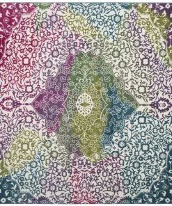 DD Floral Medallion Ivory Fuchsia Area Rugs