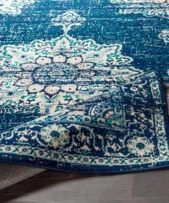 Sheridan Traditional Navy Traditional Medallion Distressed Navy Blue Cream Light Gray Area Rug All Area Rugs And Runners