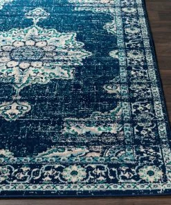 Sheridan Traditional Navy Traditional Medallion Distressed Navy Blue Cream Light Gray Area Rug All Area Rugs And Runners