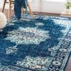 Sheridan Traditional Navy Traditional Medallion Distressed Navy Blue Cream Light Gray Area Rug All Area Rugs And Runners