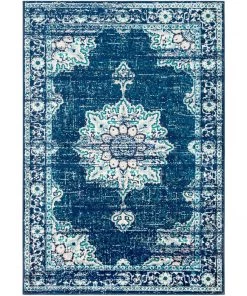 Sheridan Traditional Navy Traditional Medallion Distressed Navy Blue Cream Light Gray Area Rug All Area Rugs And Runners