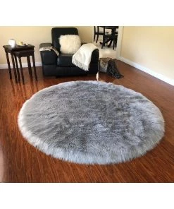 Silver Orchid Nansen Luxurious Faux Sheepskin Round Shag Soft Area Rug All Area Rugs And Runners