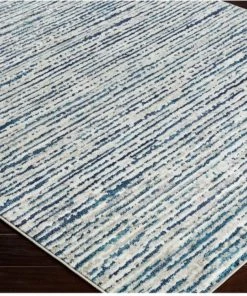 Albi Contemporary All Area Rugs And Runners Contemporary Ivory Blue Stripes Area Rug