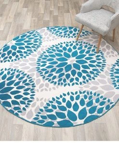 WRG Floral Gray/Grey Turquoise Blue Area Rug All Area Rugs And Runners