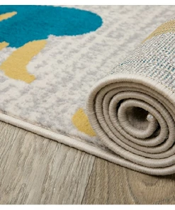 WRG Cream Navy Blue Yellow Area Rugs 8 WRG Cream Navy Blue Yellow Area Rugs