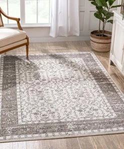 Well Woven Persian Floral Medallion Brown Area Rug