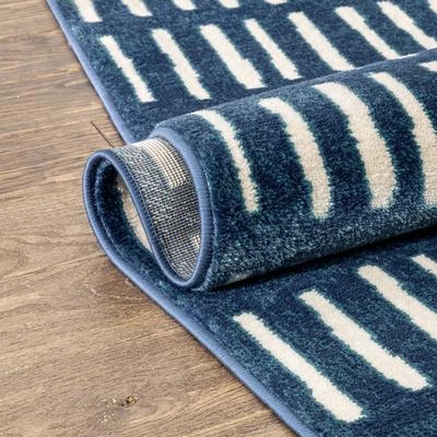 Well Woven Tribal Geometric Stripes Blue Distressed Area Soft Rug 5 Well Woven Tribal Geometric Stripes Blue Distressed Area Soft Rug