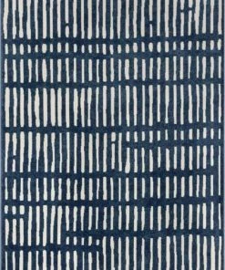 Well Woven Tribal Geometric Stripes Blue Distressed Area Soft Rug