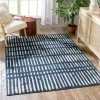 Well Woven Tribal Geometric Stripes Blue Distressed Area Soft Rug