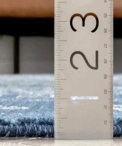 Well Woven Tribal Diamond Pattern Blue Distressed Soft Area Rug