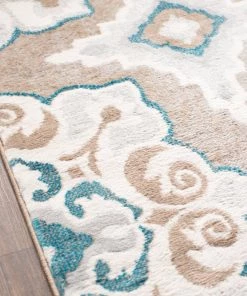 FAS Geometric Cerulean Blue Taupe Soft Area Rugs 9 FAS Geometric Cerulean Blue Taupe Soft Area Rugs
