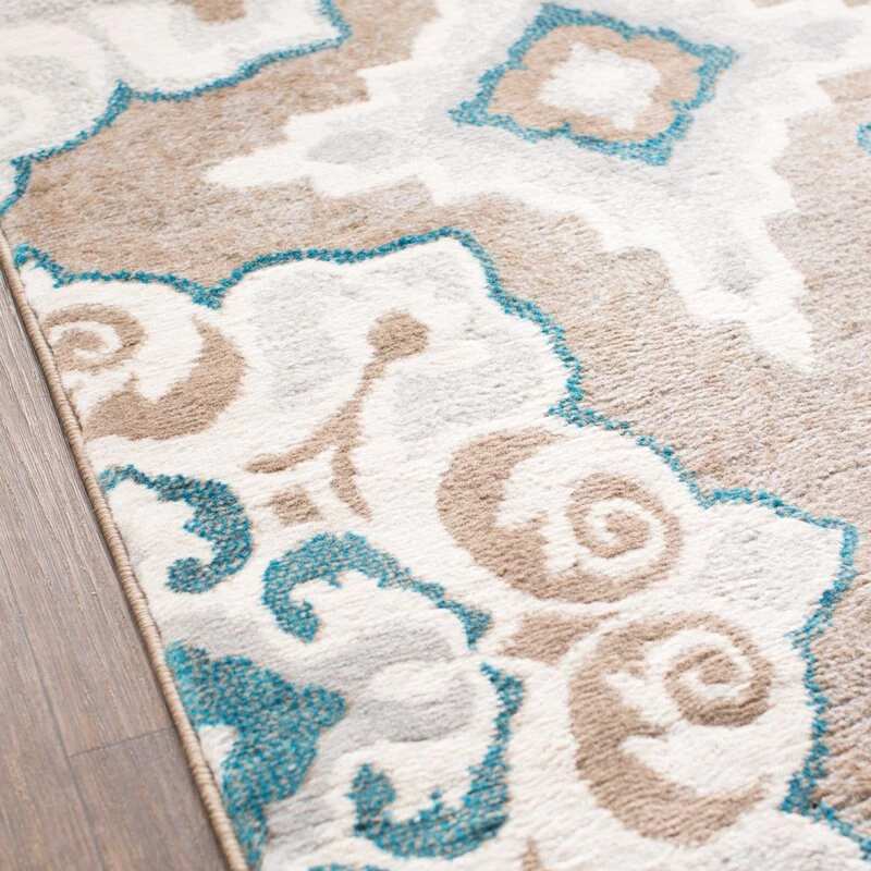 FAS Geometric Cerulean Blue Taupe Soft Area Rugs 3 FAS Geometric Cerulean Blue Taupe Soft Area Rugs