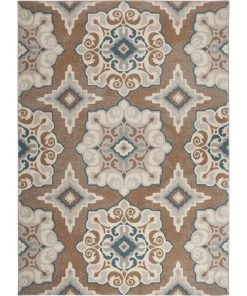 FAS Geometric Cerulean Blue Taupe Soft Area Rugs