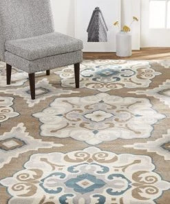 FAS Geometric Cerulean Blue Taupe Soft Area Rugs 11 FAS Geometric Cerulean Blue Taupe Soft Area Rugs