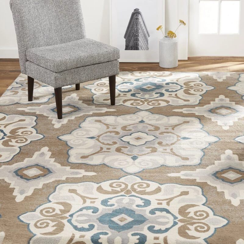 FAS Geometric Cerulean Blue Taupe Soft Area Rugs 5 FAS Geometric Cerulean Blue Taupe Soft Area Rugs