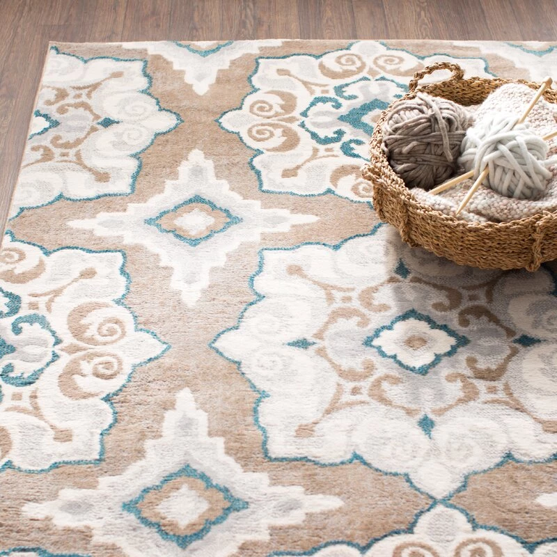FAS Geometric Cerulean Blue Taupe Soft Area Rugs 6 FAS Geometric Cerulean Blue Taupe Soft Area Rugs