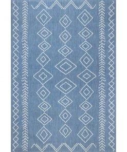 NL Moroccan Tribal Accent Blue Indoor/Outdoor Area Rugs - Durable/Easy Maintenance All Area Rugs And Runners