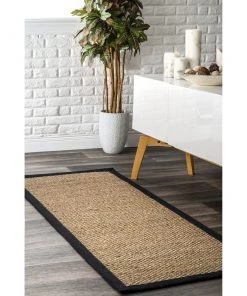 FAS Premium Sea Grass Natural Black Area Rug All Area Rugs And Runners