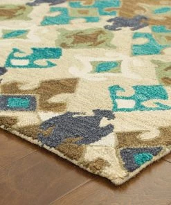 Tommy Bahama Jamison Geometric Tribal Loop-pile Wool Hand-made Soft Area Rug All Area Rugs And Runners