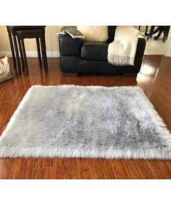 Silver Orchid Nansen Luxurious Faux Sheepskin Square Shape Shag Soft Area Rug All Area Rugs And Runners
