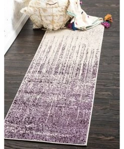 FAS All Area Rugs And Runners Modern Distressed Purple Soft Area Rug