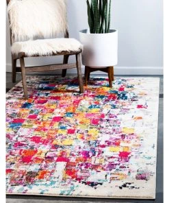 Distressed Ivory Multi-color Soft Area Rug
