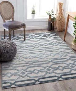 Well Woven All Area Rugs And Runners Blue Contemporary Geometric Soft Area Rug