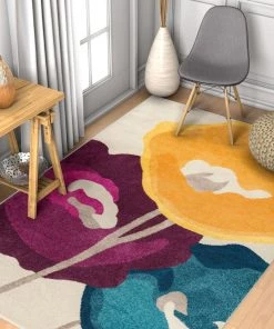 WW Floral Blue Yellow Purple Multi-color Area Rug All Area Rugs And Runners