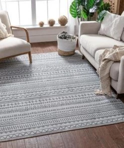 Well Woven Grey Modern Geometric Soft Area Rug