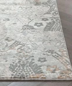 Well Woven Grey Vintage Persian Panel High-Low Soft Area Rug
