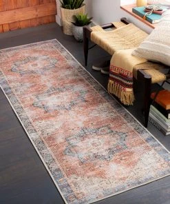 Artistic Weavers Rose Vintage Medallion Machine Washable Area Soft Rug