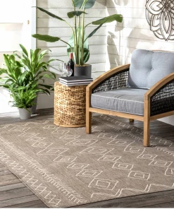 NL All Area Rugs And Runners Moroccan Tribal Accent Light Brown Indoor/Outdoor Area Rugs - Durable/Easy Maintenance