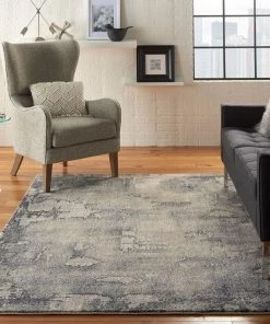 Kathy Ireland All Area Rugs And Runners Blues/ Neutral Distressed Abstract Soft Area Rug