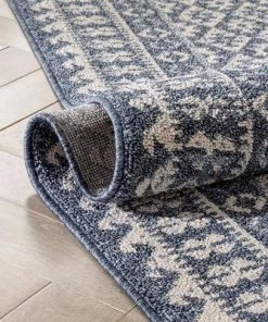 Well Woven Tribal Trellis Pattern Blue Kim-Style Soft Area Rug