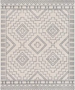 Well Woven All Area Rugs And Runners Tribal Geometric Pattern Ivory Kim-Style Soft Area Rug