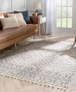 Well Woven All Area Rugs And Runners Tribal Geometric Pattern Ivory Kim-Style Soft Area Rug