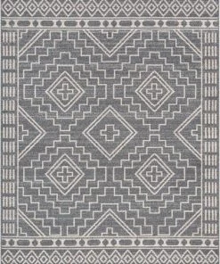 Well Woven All Area Rugs And Runners Tribal Geometric Pattern Charcoal Kim-Style Soft Area Rug