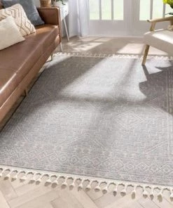 Well Woven All Area Rugs And Runners Tribal Geometric Pattern Grey Kim-Style Soft Area Rug