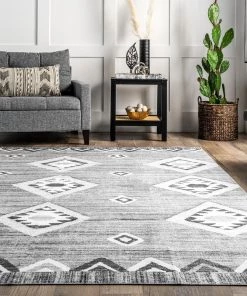 NuLOOM Arie Tribal Diamond Machine Washable Area Rug
