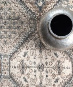 NL Transitional Panel Bordered Grey Soft Area Rug